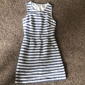Blue and white striped J crew dress, pockets